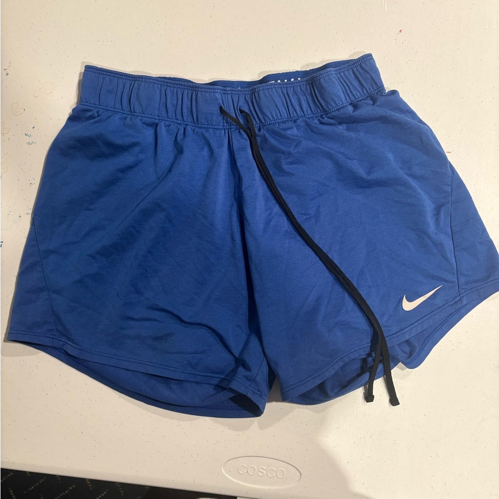 Nike Women's Royal Blue Athletic Shorts with White Swoosh